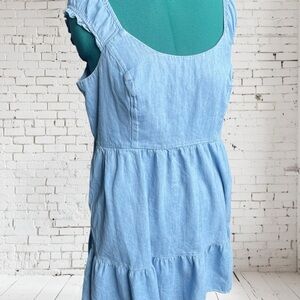 Old Navy Light Blue Denim Dress with ruffle